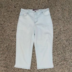 Light blue denim capris
